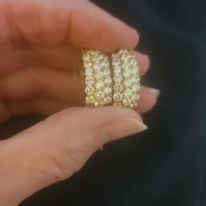 Elegant Gold and Silver Crystal Hoop Earrings